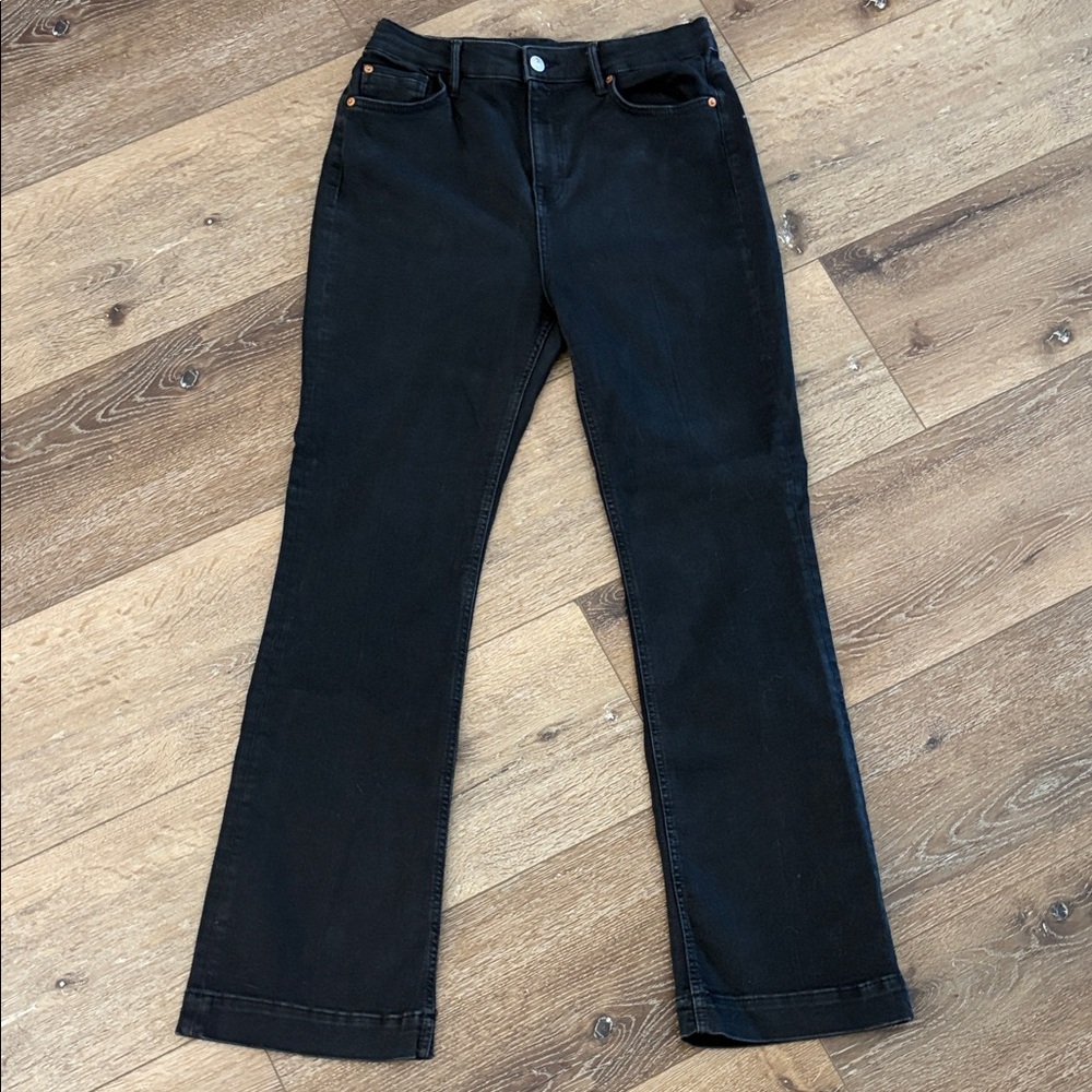 M&S Black Flare Jeans Denim 14 Long Tall Plus